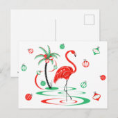 Briefkaart met rode kerst Flamingo Baubles (Voorkant / Achterkant)