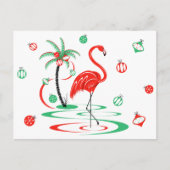 Briefkaart met rode kerst Flamingo Baubles (Voorkant)