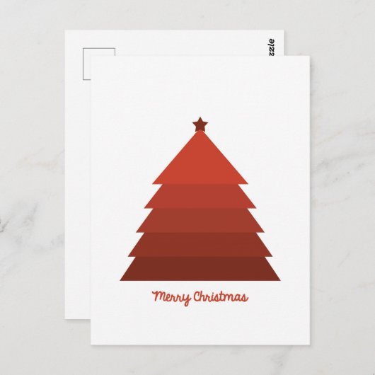 Briefkaart met rode kerstbomen (Voorkant / Achterkant)