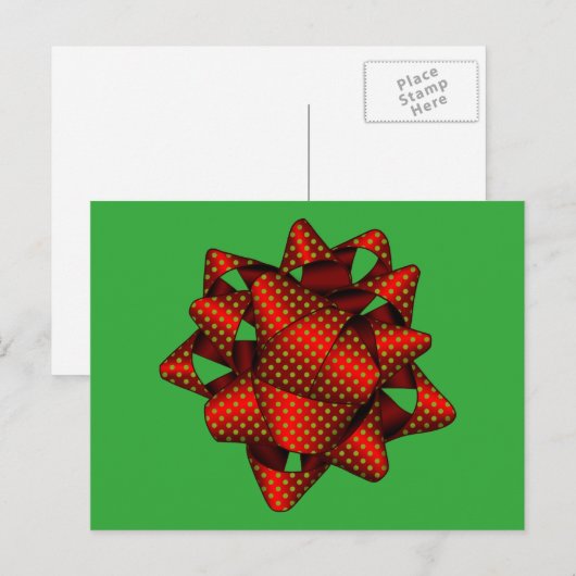 Briefkaart met rode kerstboompjes (Voorkant / Achterkant)