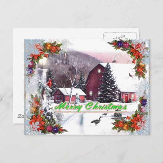 Briefkaart met rode kerstmis (Voorkant / Achterkant)