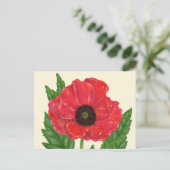 Briefkaart met rode papaver (Staand voorkant)
