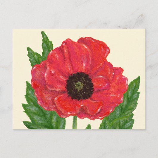 Briefkaart met rode papaver (Voorkant)