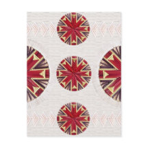 Briefkaart met rode sneeuwvlokken