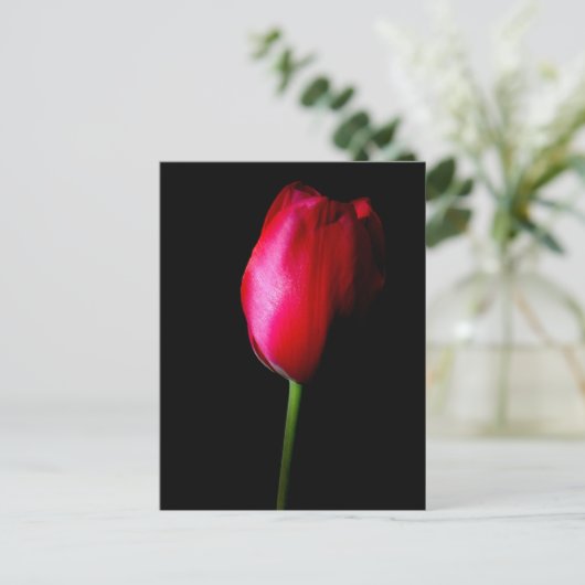 Briefkaart met rode tulpen (Staand voorkant)