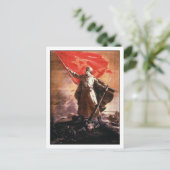 Briefkaart met Russische WWII Propaganda Print (Staand voorkant)