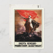 Briefkaart met Russische WWII Propaganda Print (Voorkant / Achterkant)