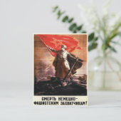Briefkaart met Russische WWII Propaganda Print (Staand voorkant)