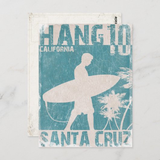 Briefkaart met Santa Cruz Surfer Print (Voorkant / Achterkant)