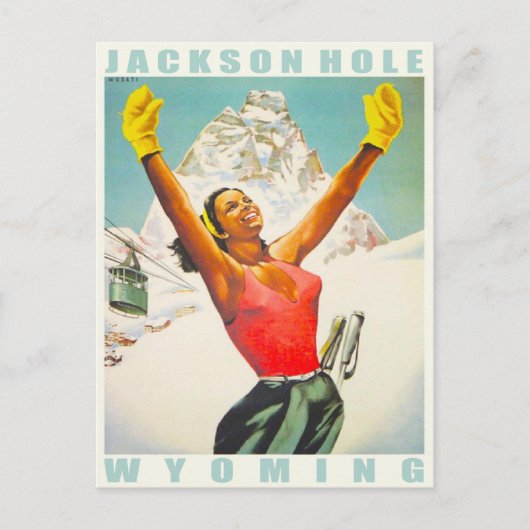 Briefkaart met skiafdrukken van Aspen (Voorkant)