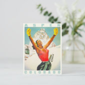 Briefkaart met  skiafdrukken van Aspen (Staand voorkant)