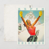 Briefkaart met  skiafdrukken van Aspen (Voorkant / Achterkant)