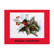 Briefkaart met sneeuw bedekt door Holly