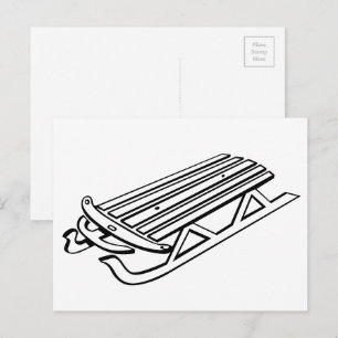 Briefkaart met sneeuwblaasjes in de winter