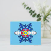 Briefkaart met sneeuwvlokken onder de vlag van Col (Staand voorkant)