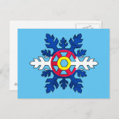 Briefkaart met sneeuwvlokken onder de vlag van Col (Voorkant / Achterkant)