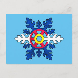 Briefkaart met sneeuwvlokken onder de vlag van Col