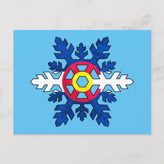 Briefkaart met sneeuwvlokken onder de vlag van Col (Voorkant)