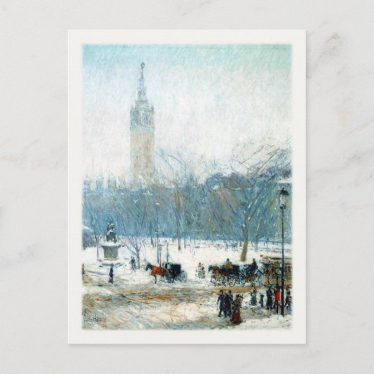 Briefkaart met Snowy Madison Square (Voorkant)