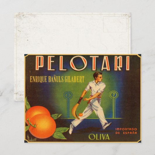 Briefkaart met Spaanse kratelafdruk voor olijven (Voorkant / Achterkant)