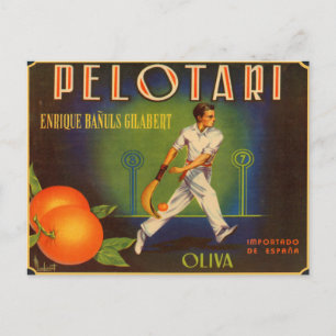 Briefkaart met Spaanse kratelafdruk voor olijven