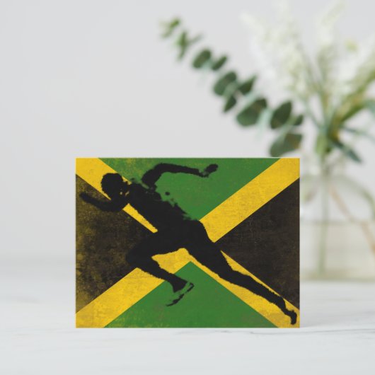 Briefkaart met Sprinter op Jamaica Flag (Staand voorkant)
