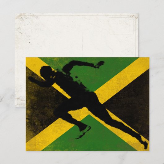 Briefkaart met Sprinter op Jamaica Flag (Voorkant / Achterkant)