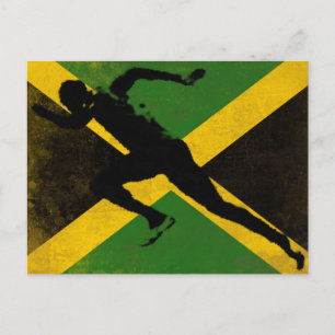 Briefkaart met Sprinter op Jamaica Flag