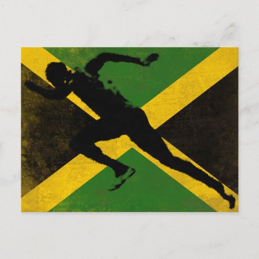 Briefkaart met Sprinter op Jamaica Flag (Voorkant)