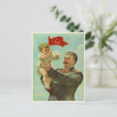 Briefkaart met Stalin Propaganda Print (Staand voorkant)