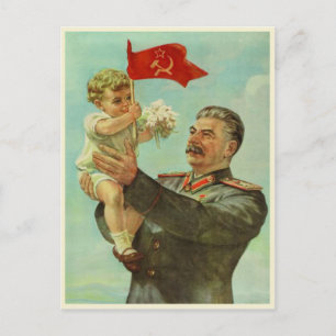 Briefkaart met  Stalin Propaganda Print