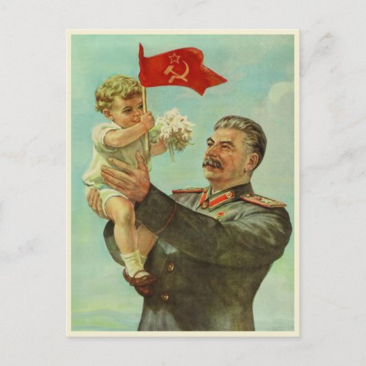 Briefkaart met Stalin Propaganda Print (Voorkant)