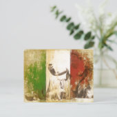 Briefkaart met standbeeld over de  Italiaanse vlag (Staand voorkant)