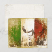 Briefkaart met standbeeld over de  Italiaanse vlag (Voorkant / Achterkant)