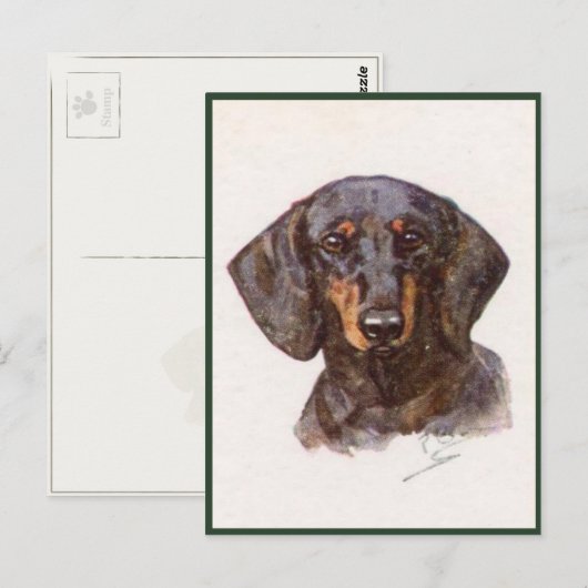 Briefkaart met  stijl met Cute Dachshund (Voorkant / Achterkant)