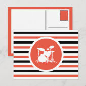Briefkaart met striped Chic Drums (Voorkant / Achterkant)