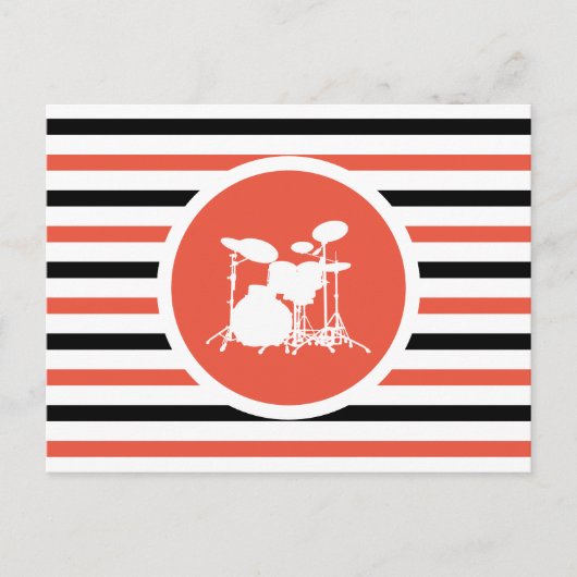 Briefkaart met striped Chic Drums (Voorkant)