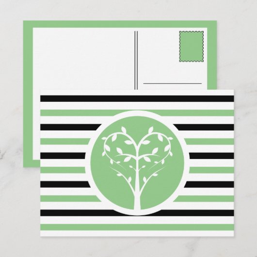 Briefkaart met striped Chic Heart Tree (Voorkant / Achterkant)