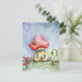 Briefkaart met Toadstool House, Fairy and Lamp pos (Staand voorkant)