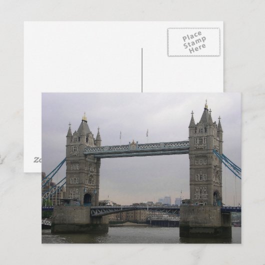 Briefkaart met Tower Bridge over de Theems (Voorkant / Achterkant)