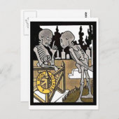 Briefkaart met twee skeletten (Voorkant / Achterkant)