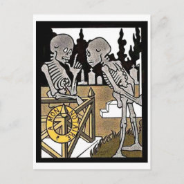 Briefkaart met twee skeletten