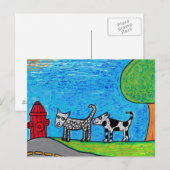 Briefkaart met twee streepjesknoppen voor honden (Voorkant / Achterkant)