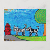 Briefkaart met twee streepjesknoppen voor honden (Voorkant)