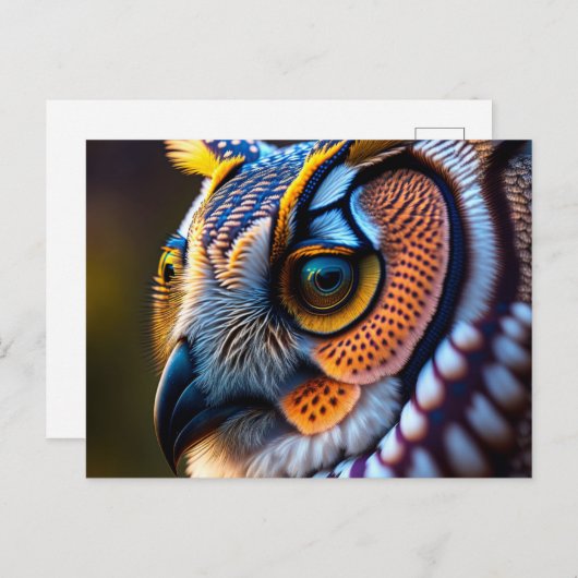 Briefkaart met uil (Voorkant / Achterkant)