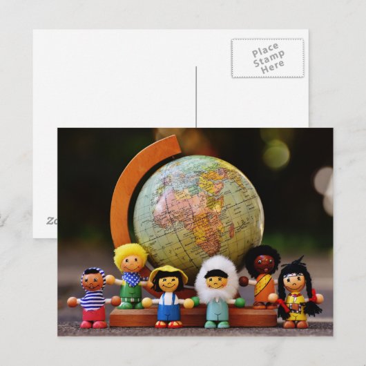 Briefkaart met verschillende nationaliteiten (Voorkant / Achterkant)