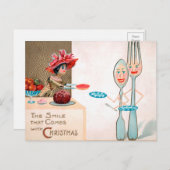  Briefkaart met Victoriaans hout voor kerstmis (Voorkant / Achterkant)