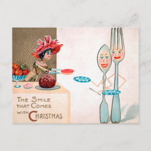 Briefkaart met Victoriaans hout voor kerstmis