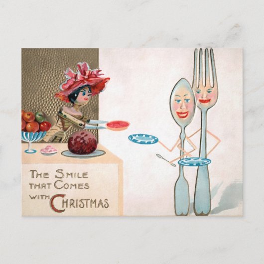  Briefkaart met Victoriaans hout voor kerstmis (Voorkant)