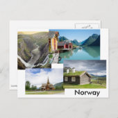 Briefkaart met vier landschappen in Noorwegen (Voorkant / Achterkant)